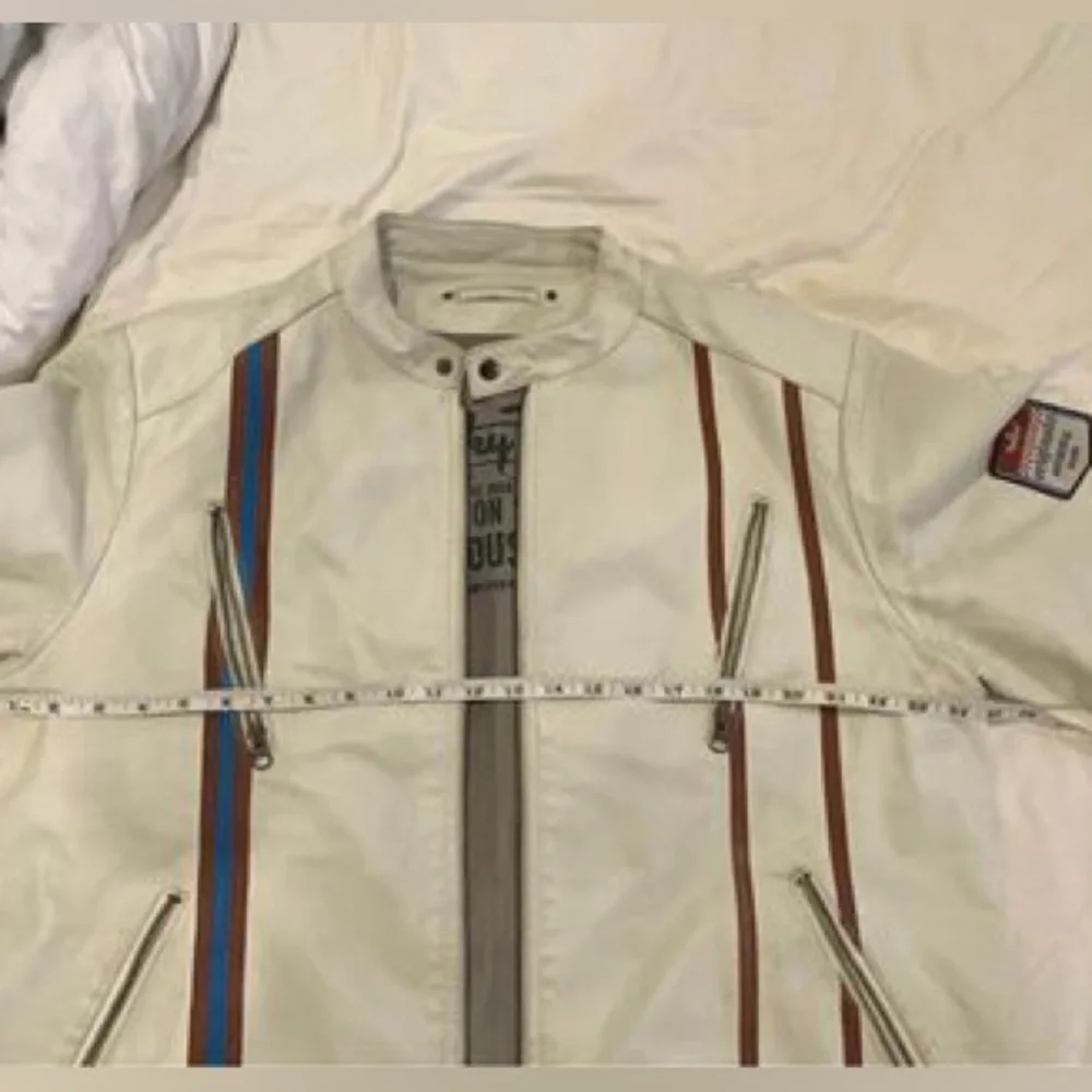 Angelo Litrico beige genuine leather jacket – motorcycle/racing style – XL - Picture 2 of 6